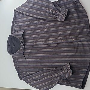 MICHAEL BRANDON Men's Brown & Blue Striped Long Sleeve Button Down Shirt - 3X